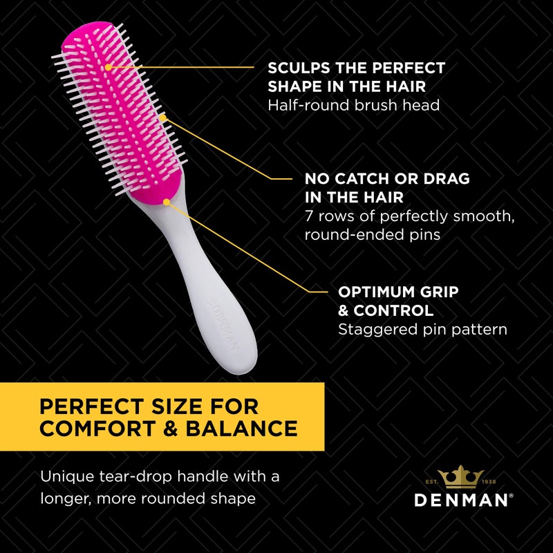 Denman Curly Hair Brush D3 (Cherry Blossom) 7 Rows Detangling, Separating, Shaping and Defining Curls - For Women and Men - Image 5