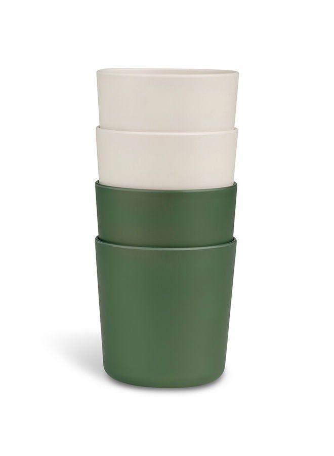 Citron Set of 4 Unbreakable Cups 100% Organic, Reusable, Biodegradable, Environment Friendly And Unbreakable - Green/Cream - Image 4