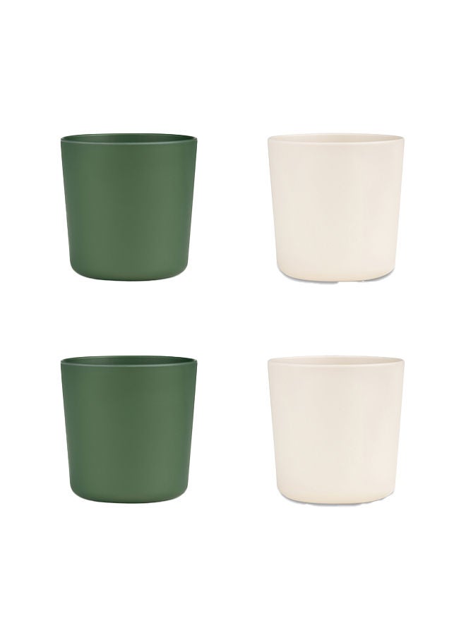 Citron Set of 4 Unbreakable Cups 100% Organic, Reusable, Biodegradable, Environment Friendly And Unbreakable - Green/Cream - Image 1