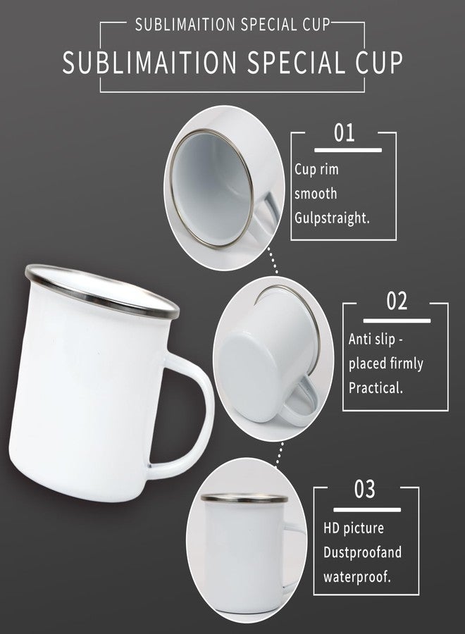 MAIKESUB 12Pcs Sublimation Blank White Enamel Mug 12 OZ with Silver Rim Camping Travel Coffee Metal Mug Can be used as a gift for Christmas Thanksgiving Mother's Day Father's Day - Image 3