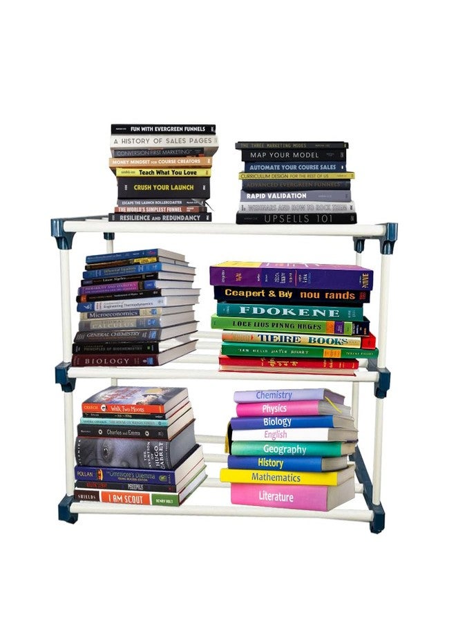 DEMARK QURACK Plastic Book Shelf Tall Narrow Storage Rack for Kids and Adults Modern Bookshelf Unit for Nursery, School, Home, and Office, Floor Mount Open (3 Tier Book Shelf) - Image 1