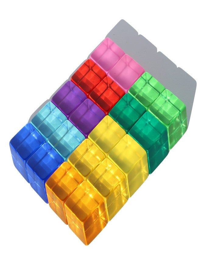 Candywood Rainbow Acrylic Gem Cubes Blocks Children Educational Sensory Training Crystal Toys Baby Learn Color Light Shadow Stacking Toys (20-Pcs) - Image 2