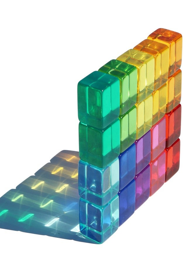 Candywood Rainbow Acrylic Gem Cubes Blocks Children Educational Sensory Training Crystal Toys Baby Learn Color Light Shadow Stacking Toys (20-Pcs) - Image 1