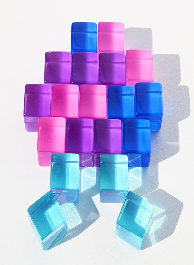 Candywood Rainbow Acrylic Gem Cubes Blocks Children Educational Sensory Training Crystal Toys Baby Learn Color Light Shadow Stacking Toys (20-Pcs) - Image 4