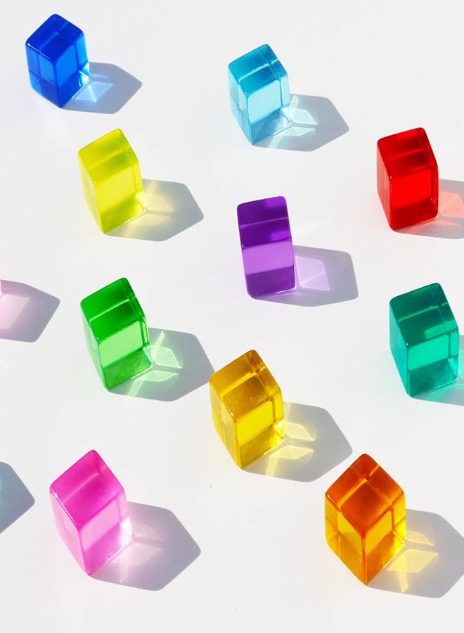Candywood Rainbow Acrylic Gem Cubes Blocks Children Educational Sensory Training Crystal Toys Baby Learn Color Light Shadow Stacking Toys (20-Pcs) - Image 5