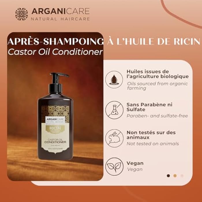 Arganicare | Castor Range | RECONSTRUCTIVE CONDITIONER | Castor | Promotes Growth & Stimulates Growth | Ultra-Nourishing | High Hydration | All hair types | 13.53 fl oz - Image 2
