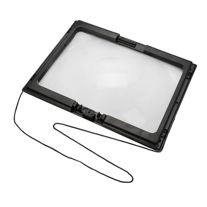 مكبر قراءة قابل للطي تكبير 3 أضعاف عدسة PVC عالية الوضوح - 4 أضواء LED خالى اليدين يمكن تعليقه على العنق أو تركيبه على المكتب كبار السن وأصحاب ضعف البصر - Image 2