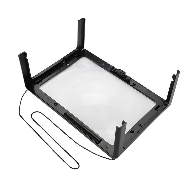 مكبر قراءة قابل للطي تكبير 3 أضعاف عدسة PVC عالية الوضوح - 4 أضواء LED خالى اليدين يمكن تعليقه على العنق أو تركيبه على المكتب كبار السن وأصحاب ضعف البصر - Image 5