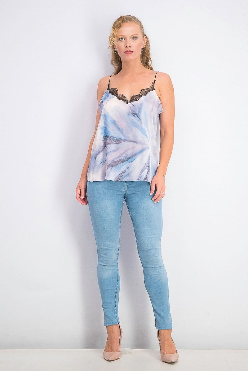 MANGO Women Tie,dye Effect Top, Blue - Image 4