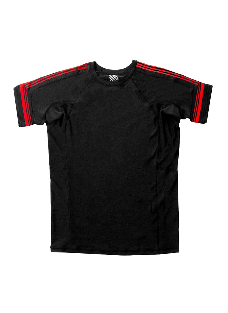 Sanabul  Sanabul Core Short Sleeve Rash Guard – Quick Dry Compression Shirt for Men Black/RED, MEDIUM  - Image 3