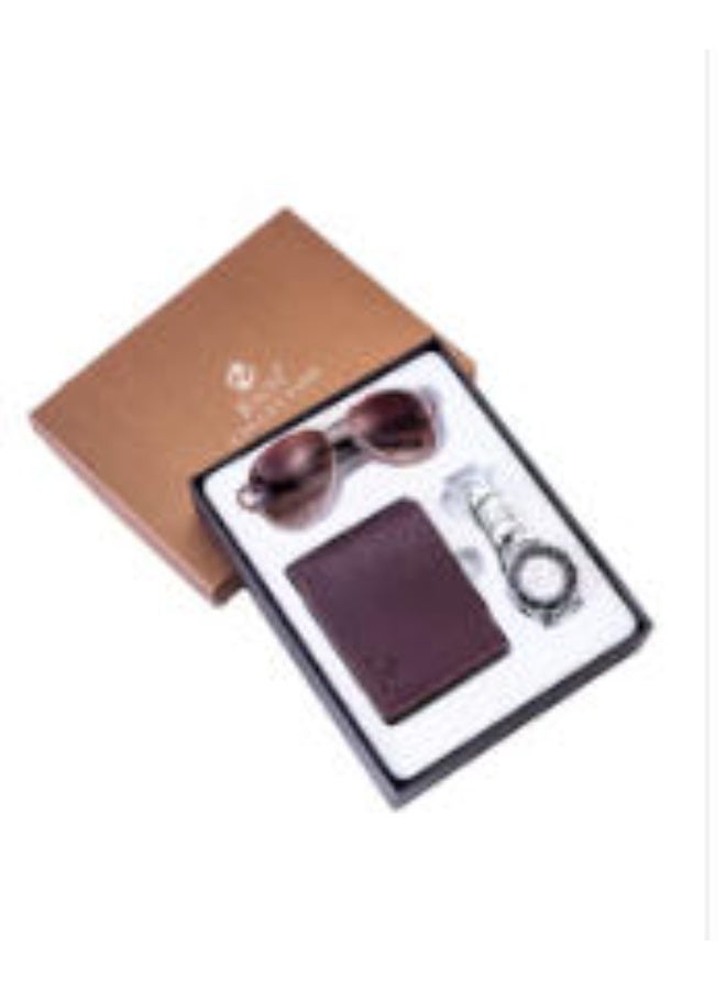 جميل مزيج مجموعة رجل ساعة زجاج محفظة - Image 1