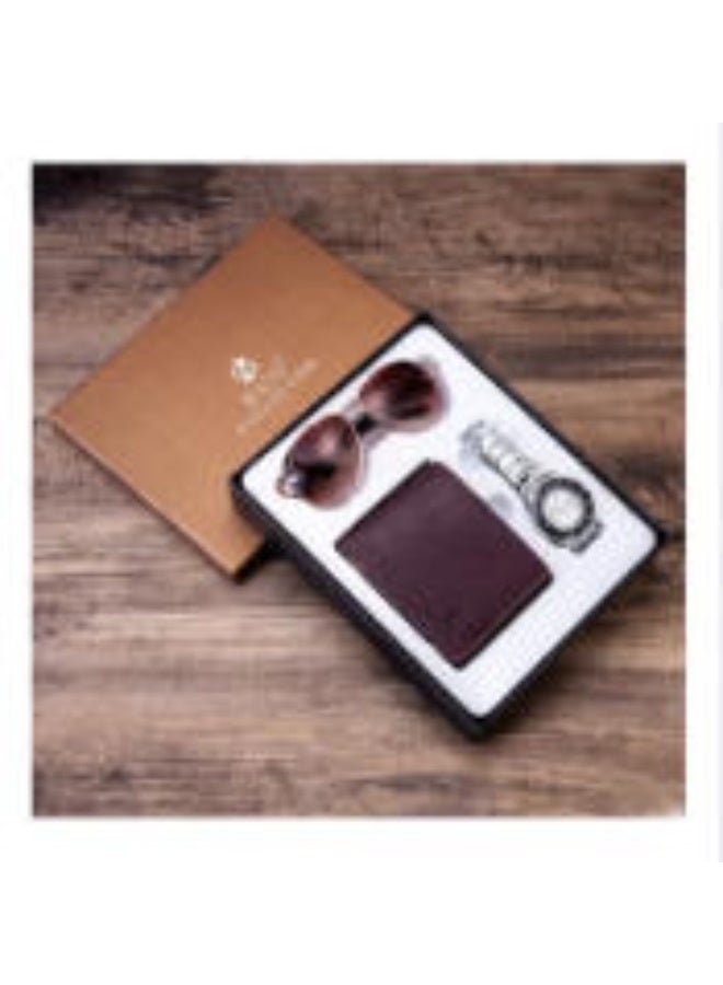 جميل مزيج مجموعة رجل ساعة زجاج محفظة - Image 2