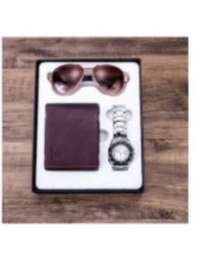 جميل مزيج مجموعة رجل ساعة زجاج محفظة - Image 3