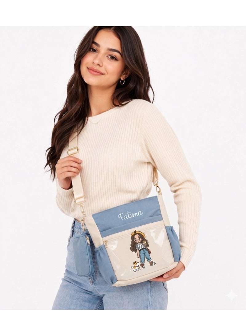 Cute Girls Crossbody Bag with Multiple Pockets, Stylish Shoulder Bag, Includes Small Pouch, Lightweight, for School and Daily Use FTM - Image 3