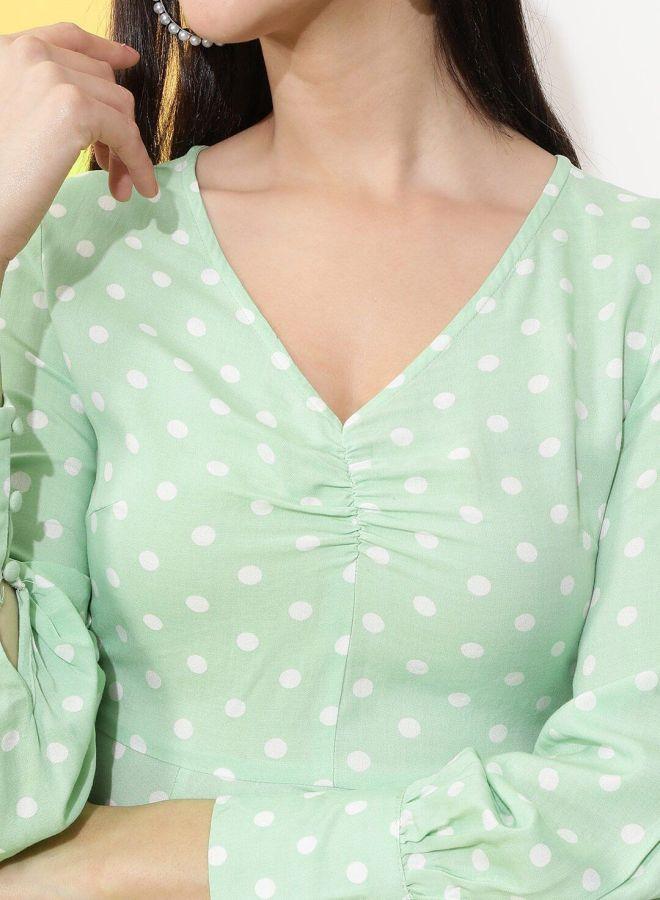 مرفوعة فستان ميدي بطبعة نقاط بولكا - Image 2