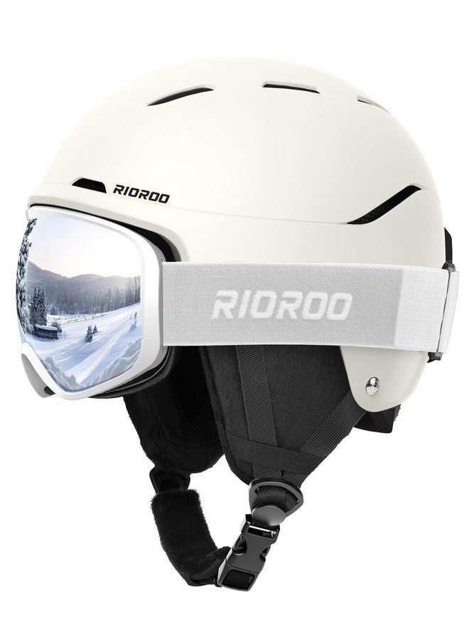 RIOROO Ski Helmet and Goggles Set, Snowboard Helmet Goggles for Men Women & Youth, Shockproof Snow Helmet Anti Fog OTG Snow Goggles for Skiing Snowboarding - Image 1