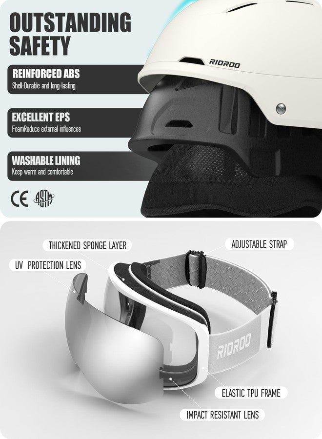 RIOROO Ski Helmet and Goggles Set, Snowboard Helmet Goggles for Men Women & Youth, Shockproof Snow Helmet Anti Fog OTG Snow Goggles for Skiing Snowboarding - Image 3