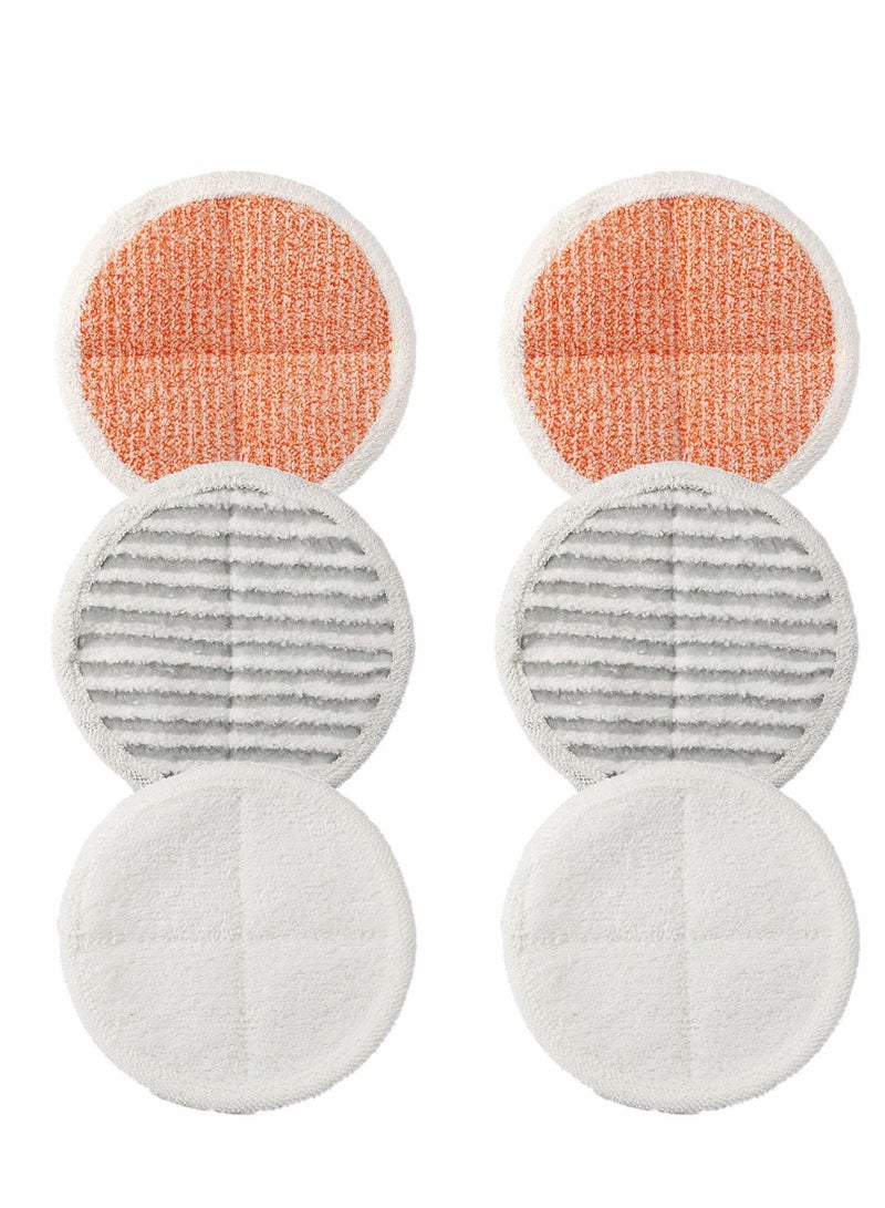 KASTWAVE 6 Pack Replacement Pads Compatible with  Bissell Spinwave 2124, 2039A, 2307, 23157, 20391, 20399 Powered Hard Floor Mop， Replacement Mop Pads （white, orange, off-white strips）  - Image 2