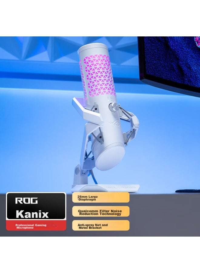 Rog Kaniexi Professional Microphone, Desktop Microphone For Singing-specific Microphone, Karaoke Essential, Professional Host High-q Filter Noise Reduction, Rgb White - Image 1