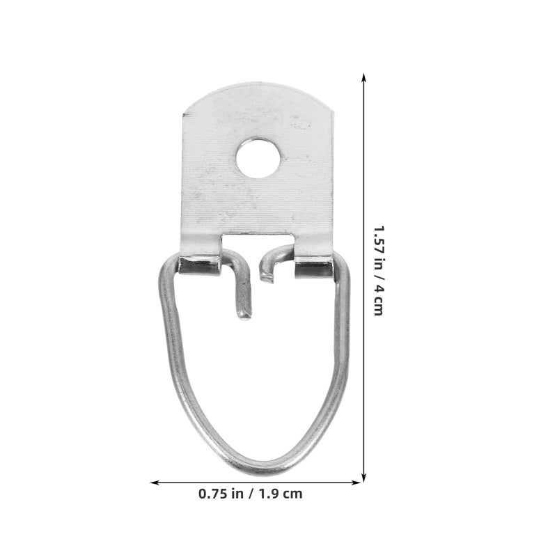 20 Pcs Silver Metal Picture Frame Hooks with D Ring for Wall Hanging - Image 3