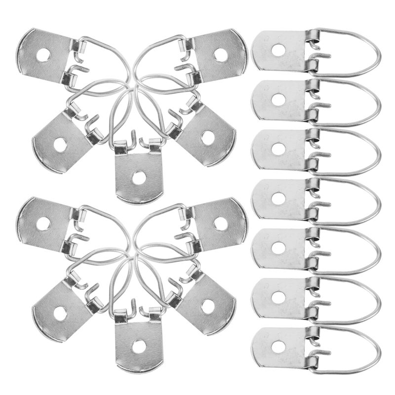 20 Pcs Silver Metal Picture Frame Hooks with D Ring for Wall Hanging - Image 2