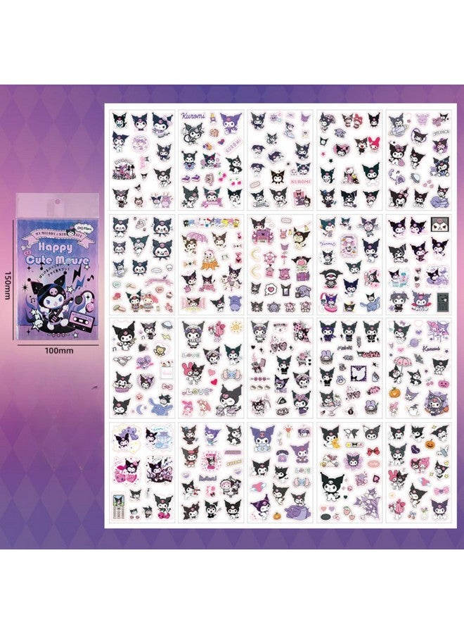 R H LIFESTYLE R H LIFESTYLE 20 Sheets Sanrio Self Adhesive Stickers Set Cute Kawaii Cartoon Pet Waterproof Decorative Sticker For Journal, Laptop, Scrapbook And DIY Art Craft (Kuromi), 10 cms - Image 5
