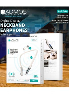 Admos Wireless Digital Display In Ear Earphone Wireless In Ear Neckband with Up To 80 Hours of Playtime And Bluetooth 