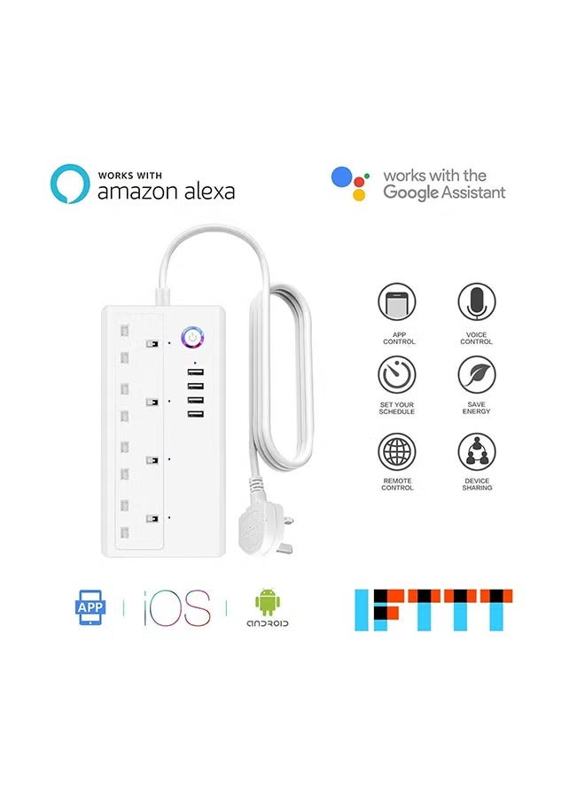 4-Way Smart Wifi Plug Socket Extension Strip White - Image 2