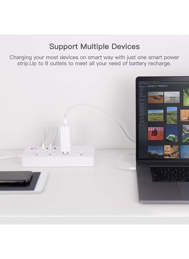 4-Way Smart Wifi Plug Socket Extension Strip White - Image 3