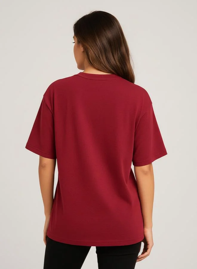 PAUSE Women Maroon Graphic Print T-Shirt