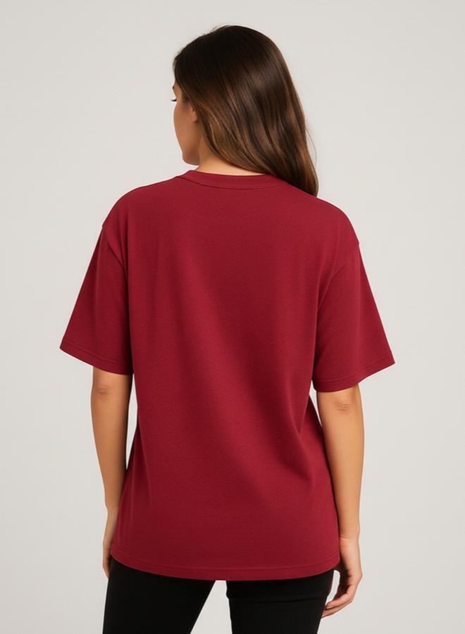 PAUSE Women Maroon Graphic Print T-Shirt - Image 2