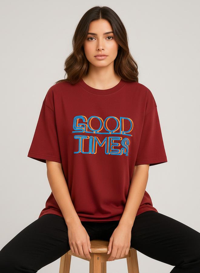 PAUSE Women Maroon Graphic Print T-Shirt - Image 4
