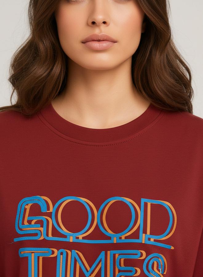 PAUSE Women Maroon Graphic Print T-Shirt - Image 5