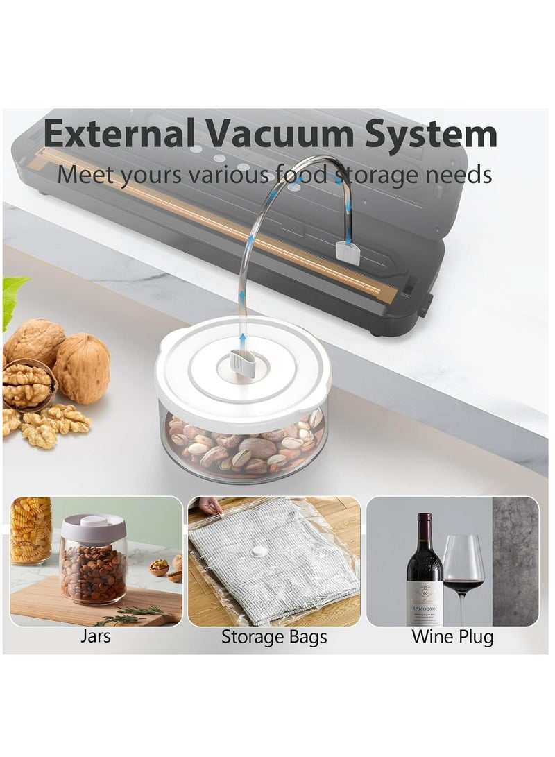 Excefore Automatic Food Vacuum Sealer, Vacuum Sealer Machine 5 Modes with 5 Sealer Bags and Built-in Cutter, Compact One-Touch Food Sealer Vac Pack Machine for Sous Vide & Dry Moist Foods, White - Image 4