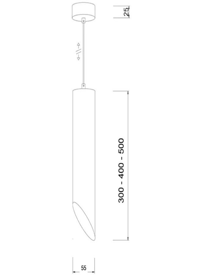 إنارة سيرة إنارة معلقة تيوب سلوب ديكوري مودرن باللون الأسود50 سم 5وات ورملايت XXD-7 - Image 2
