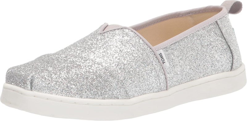 TOMS Girl's Alpargata Espadrilles, Silver Iridescent Glimmer, 2 - Image 1