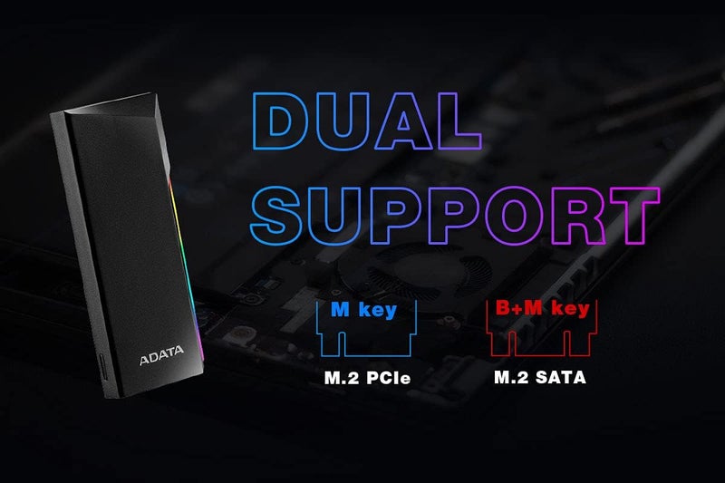 ADATA EC700G Aluminum USB 3 Gen 2 Type-C M.2 2280/2242/2230 PCIe/NVMe/SATA SSD External Portable Enclosure Case Adapter Tool-Less Design (AEC700GU32G2-CGY) - Image 3