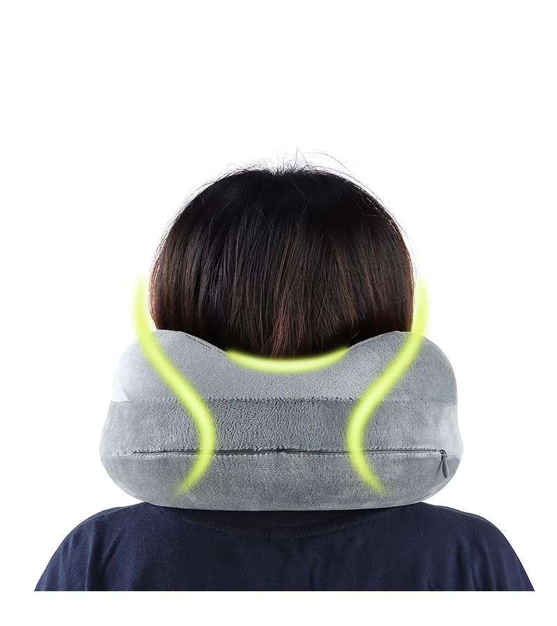 Navy Inflatable U Shaped Pillow Neck Support Business Trips Long Journeys - Image 3