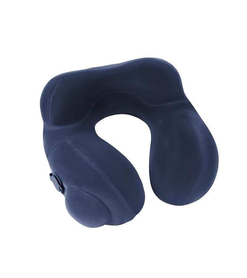 Navy Inflatable U Shaped Pillow Neck Support Business Trips Long Journeys - Image 1