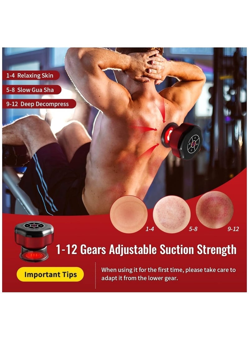 Ru syanl Electric Cupping Set All New Smart Red Light Electric Cupping Therapy Machine with 12 Massage and 12 Heating Modes Cupping Machine Back and Neck Electric Scraping Electric Cupping Massager  - Image 4