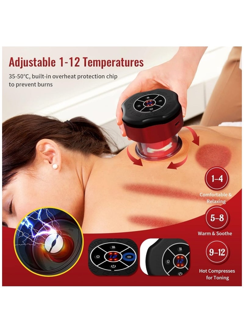 Ru syanl Electric Cupping Set All New Smart Red Light Electric Cupping Therapy Machine with 12 Massage and 12 Heating Modes Cupping Machine Back and Neck Electric Scraping Electric Cupping Massager  - Image 5