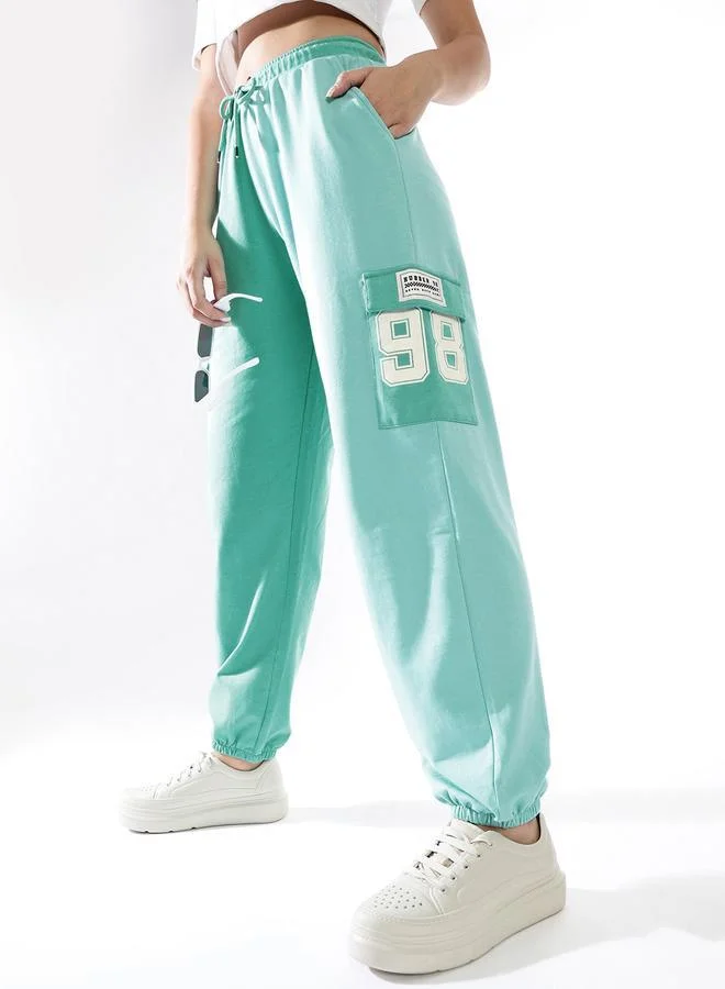 Hubberholme Women Cotton Colourblocked Relaxed-Fit Cargo Printed Track Pants