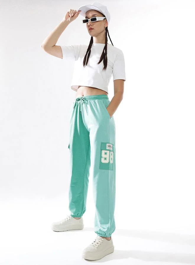Hubberholme Women Cotton Colourblocked Relaxed-Fit Cargo Printed Track Pants