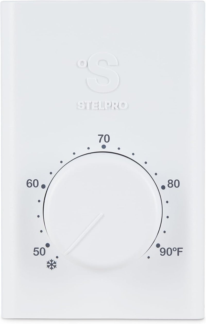 Stelpro Single Pole Line Voltage Thermostat, Mechanical 240 Volts, Compatible with Most Heating Products (Electric Baseboards, Wall Fan Heaters or Commercial Fan-Forced Heaters), (SWT1F) White - Image 1