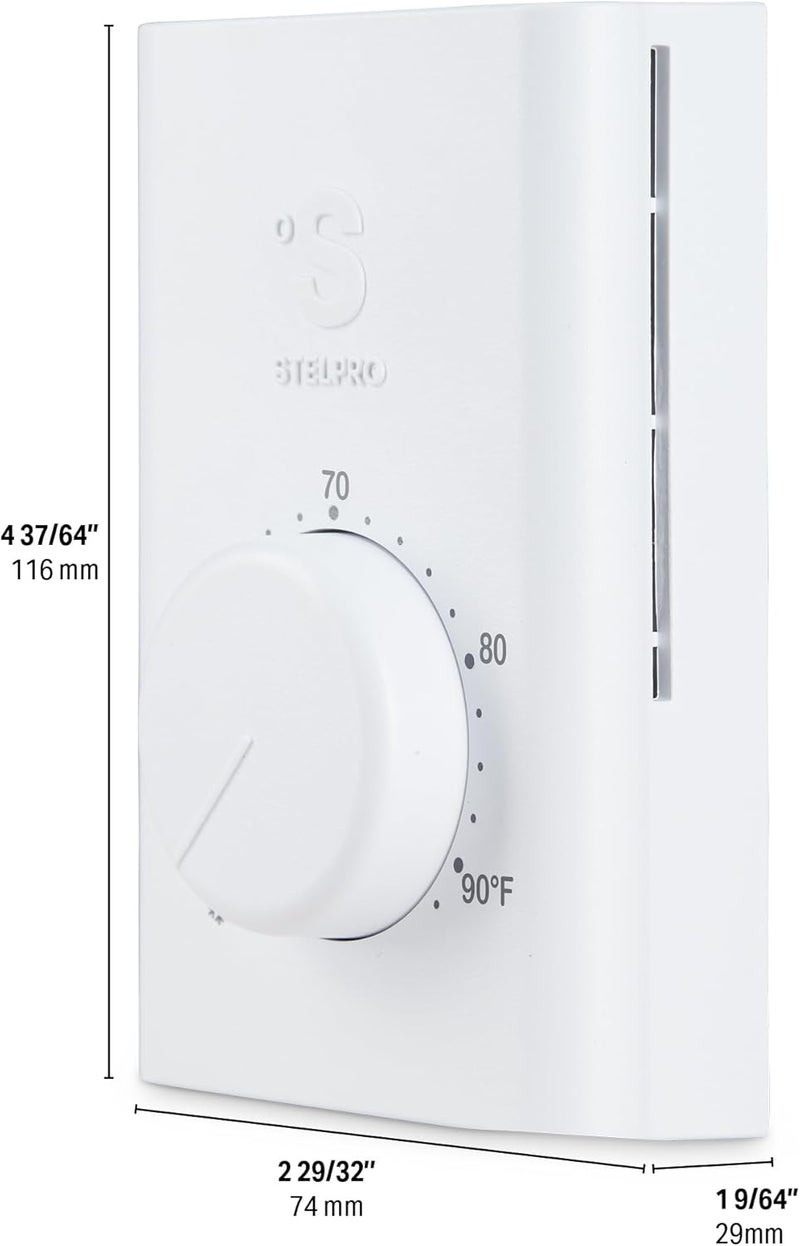 Stelpro Single Pole Line Voltage Thermostat, Mechanical 240 Volts, Compatible with Most Heating Products (Electric Baseboards, Wall Fan Heaters or Commercial Fan-Forced Heaters), (SWT1F) White - Image 3