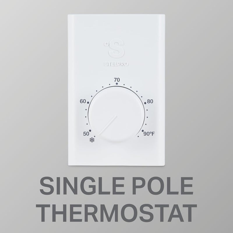 Stelpro Single Pole Line Voltage Thermostat, Mechanical 240 Volts, Compatible with Most Heating Products (Electric Baseboards, Wall Fan Heaters or Commercial Fan-Forced Heaters), (SWT1F) White - Image 5