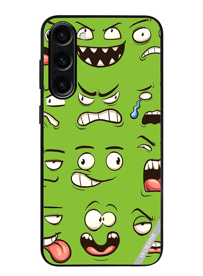 VR CREATIVE Protective Case Cover For Samsung Galaxy S23 FE Green Faces Design Multicolour - Image 1