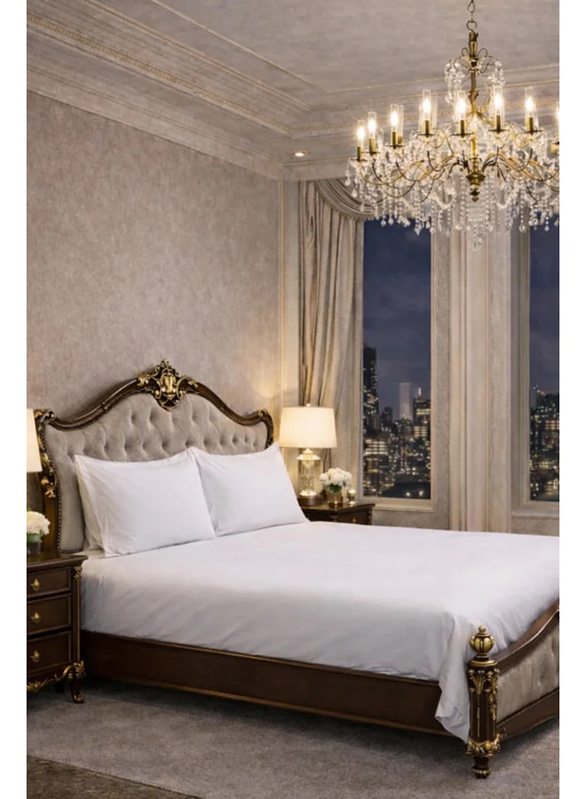 مالبيري ليفينج 100% tencel with Merrow King Flat Bedsheet 3 pcs Set- 1 Sheet 260x280 cms / 2 Pillow Covers with Merrowing, self fabric bag with drawstring 50x75cms - White