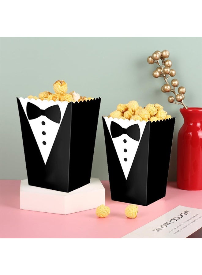 DUNISO 50 Pcs Tuxedo Popcorn Boxes, Stackable Candy and Cookie Treat Containers for Wedding, Birthday, Carnival party and Tuxedo Theme Party Favors and Decorations - Image 3