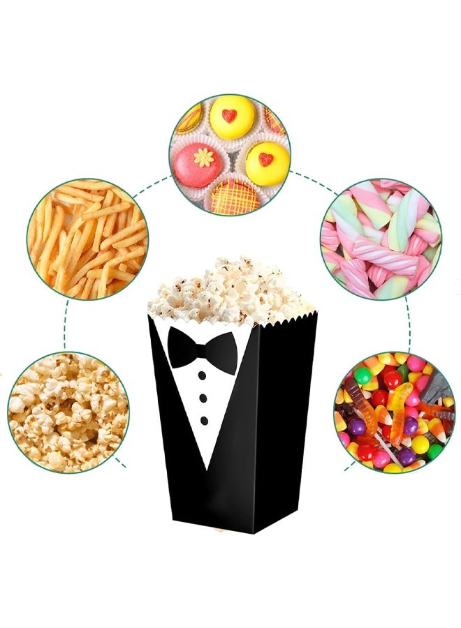 DUNISO 50 Pcs Tuxedo Popcorn Boxes, Stackable Candy and Cookie Treat Containers for Wedding, Birthday, Carnival party and Tuxedo Theme Party Favors and Decorations - Image 4